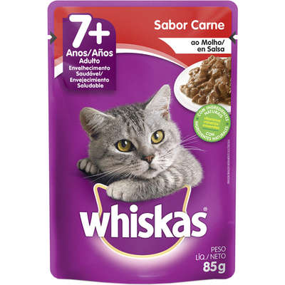 Ração Úmida para Gatos Whiskas Sachê Sênior 7+ Carne ao Molho 85g