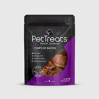 Petisco para Cães Pet Treats Chips de Bacon 4 unidades