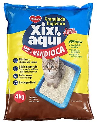 Granulado Sanitário para Gatos Xixi Aqui Mandioca 4kg