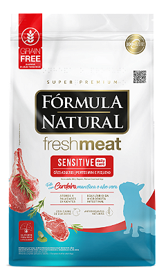 Ração para Cães Fórmula Natural Fresh Meat Sensitive Adultos Mini e Pequenos Cordeiro, Mandioca e Aloe Vera