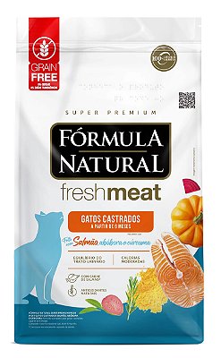 Ração para Gatos Fórmula Natural Fresh Meat Gatos Castrados Salmão, Abóbora e Cúrcuma