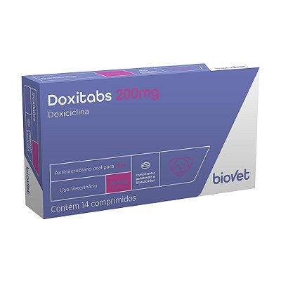 Antibiótico Doxitabs 200mg para Cães - 14 comprimidos