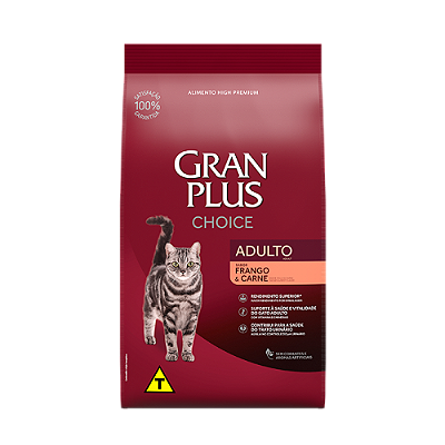 Ração para Gatos Gran Plus Choice Gatos Adultos Frango e Carne 10,1kg