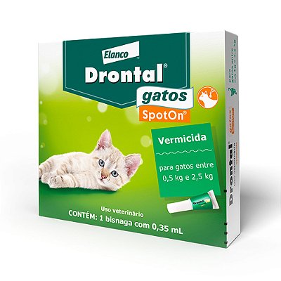 Vermífugo para Gatos Drontal Gatos SpotOn 0,5kg e 2,5kg - 0,35ml