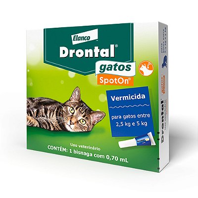 Vermífugo para Gatos Drontal Gatos SpotOn 2,5kg e 5kg - 0,70ml
