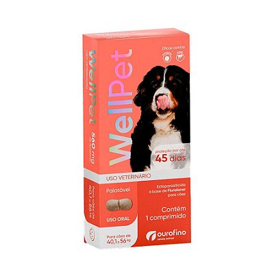 Antipulgas e Carrapatos Wellpet para Cães 40,1kg a 56kg 560mg - 1 comprimido