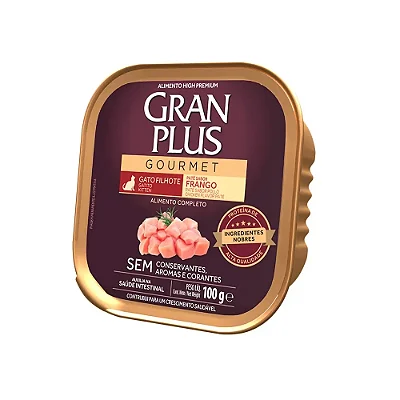 Ração Úmida para Gatos Gran Plus Gourmet Patê Gatos Filhotes Frango 100g