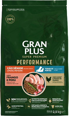 Ração para Cães Gran Plus Performance Senior Todas as Raças Frango e Peru