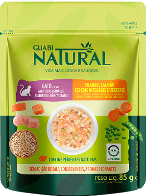 Ração Úmida para Gatos Guabi Natural Gatos Sache Adulto Frango e Salmão 85g