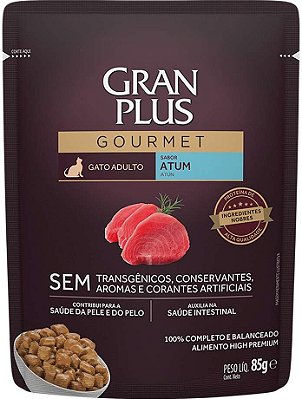 Ração Úmida para Gatos Gran Plus Gourmet Sache Gatos Adulto Atum 85g