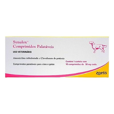 Synulox 50mg Comprimidos Palatáveis - 10 comprimidos
