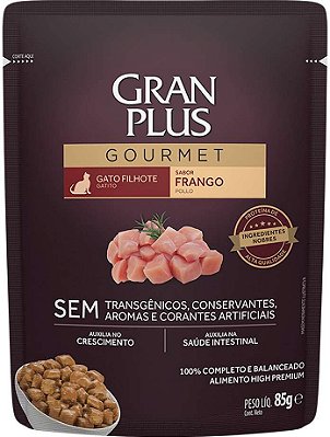 Ração Úmida para Gatos Gran Plus Gourmet Sache Filhote Frango 85g