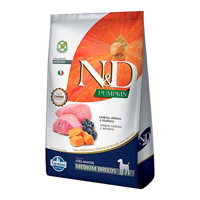 Ração para Cães N&D Pumpkin Adultos Medium Breeds sabor Cordeiro, Abobora e Blueberry 10,1kg