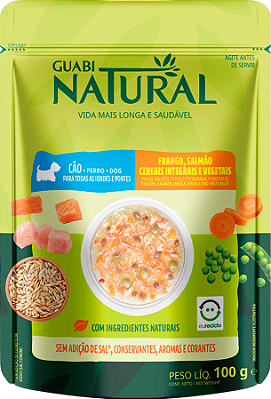 Ração Úmida para Cães Guabi Natural Cães Sache Adulto Frango e Salmão 100g