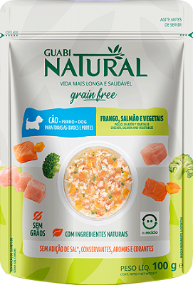 Ração Úmida para Cães Guabi Natural Grain Free Cães Sache Adulto Frango e Salmão 100g