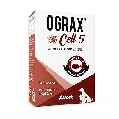 Suplemento Ograx Cell 5 para Cães e Gatos Avert - 30 Cápsulas