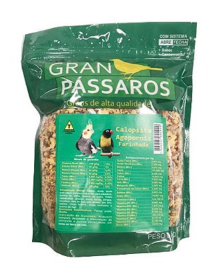 Gran Pássaros Calopsita e Agapornis Farinhada 500g