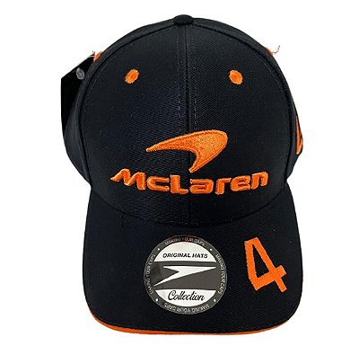 Boné McLaren Preto com Detalhes Laranja – Nº 4