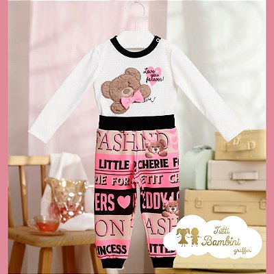 Conjunto Inverno 2022 Teddy Baby 092 Manga Longa Petit Cherie