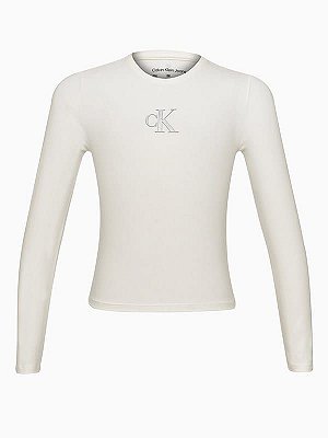 Camiseta Crop Cotton Off White Calvin Klein - 603011
