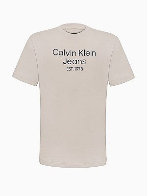 Camiseta Mc Boy Logo Areia Calvin Klein - 9470703