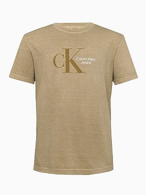 Camiseta Mc Caqui Claro Calvin Klein - 4550712