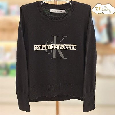 Blusa Tricot Ml Intarsia Preto Calvin Klein - 1850987