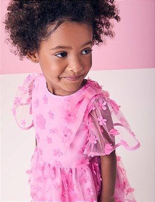 Vestido Tule Bordado de Flor Rosa Babaloo Momi-j6855
