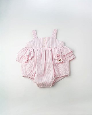 Romper Fofinho Com Babados Feito na Ana Ruga  Rosa Claro Um Mais Um-897122