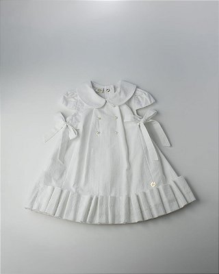 Vestido e Calcinha Baby de Anaruga Com Gola e Pregas Branco Um Mais Um-897147