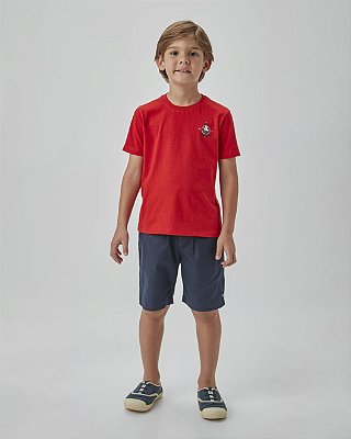 Conjunto Camiseta  Malha de Algodão e Bermuda de Sarja Com Lycra Um Mais Um-898153