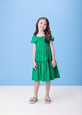 Vestido Malha Com Florzinhas Verde Puro Momi-h6394