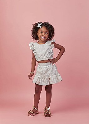 Cj Saia e Blusa Bege Est Borboletas Bege Gabriela Aquarela-6261/252030