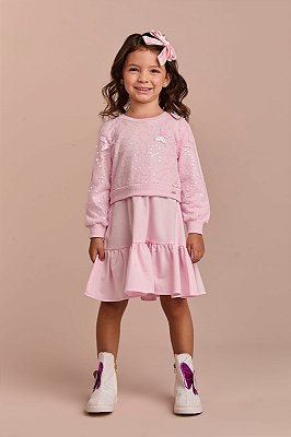 Vestido Rosa Pala Paete Borboletas Rosa Gabriela Aquarela-6332/261095