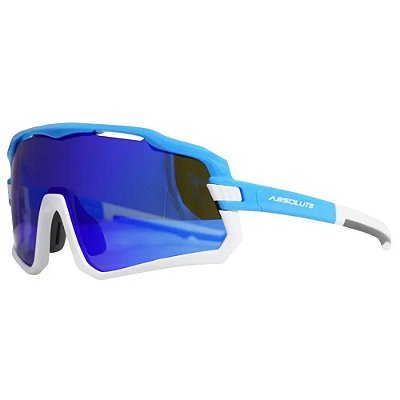 Óculos Absolute ciclismo Wild Azul e Branco Com Lente Azul