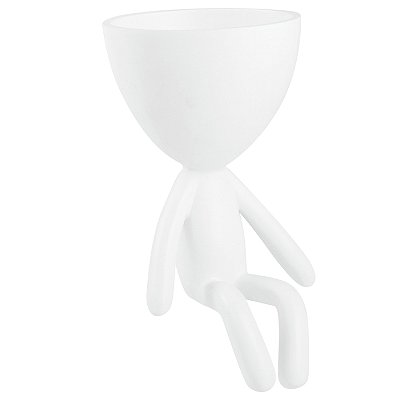 Vaso Cachepot Bob Branco em Poliresina Sentado - Mart