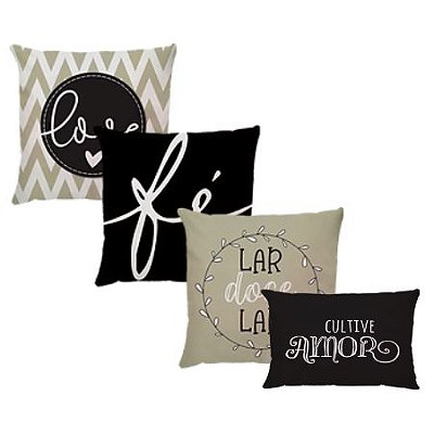 Kit Capa para Almofadas com 4 Pçs - Lar Doce Lar