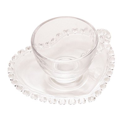 XÍCARA P/CAFÉ C/PIRES DE CRISTAL DE CHUMBO CORAÇÃO 80ml