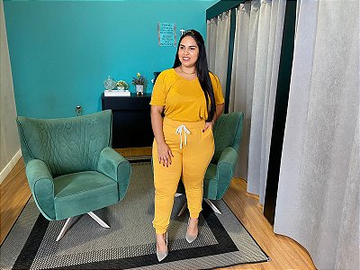 Conjunto Blusa E Calça Em Viscolycra Plus Size