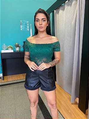 Body De Renda Detalhe Transparente Com Bojo