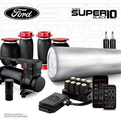 KIT 4 AirRide Super Black 10 + FlatTank + Compressor 585xc | Ford