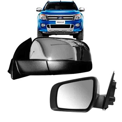 Retrovisor externo elétrico sem pisca da ranger ford lado esquerdo de 2013 a 2022 cromado cod 23307