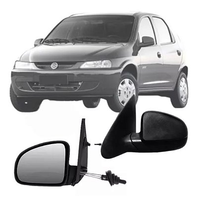 Retrovisor do celta chevrolet de 2001 a 2006 externo do lado esquerdo de modelo plano com controle cofran cod 11850