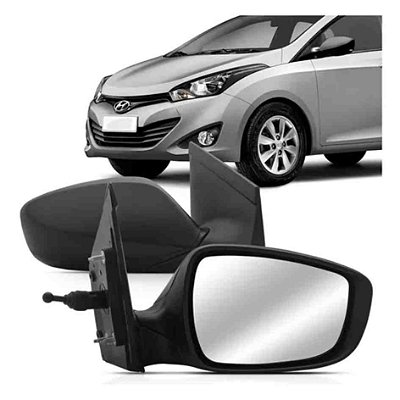 Retrovisor do hb20 hyundai de 2012 a 2019 externo do lado direito sem pisca com controle e capa na cor preta texturizada cod 27013