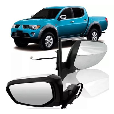 Retrovisor da l200 triton mitsubishi de 2008 a 2013 lado esquerdo elétrico na cor cromada cod 26737