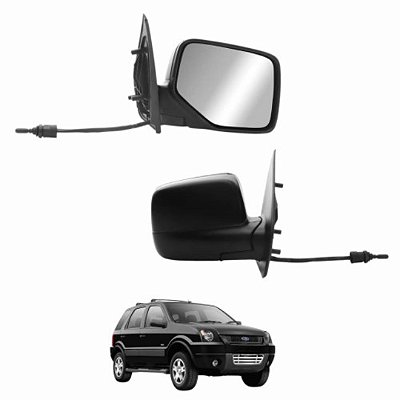 Retrovisor externo da ecosport de 2003 a 2012 com capa preto liso com controle lado direito cod 21316