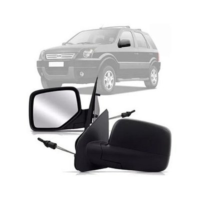 Retrovisor externo da ecosport de 2003 a 2012 com capa preto liso com controle lado esquerdo cod 21315