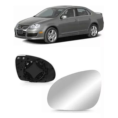 Lente retrovisor do jetta volkswagen de 2007 a 2010 lado esquerdo de cor prata metalizado com sensor termico  original cod 390351
