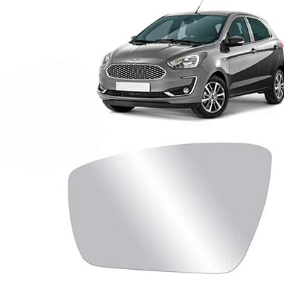 Lente retrovisor ford ka 2014 em diante lado direito de cor prata sem base refix cod 2106