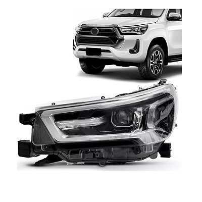 Farol da hilux srv toyota de 2021 a 2023 com led aro cromado lado direito cod 32120